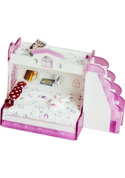 1/12 Dollhouse Ranza Yatak Minyatür Akrilik Mobilya Çocuk Yatak Odası Dıy (Yurt Dışından)