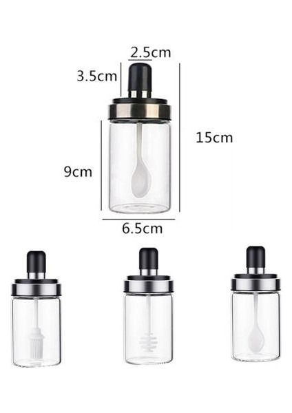250 ml Mutfak Cam Çeşni Şişesi Tuz Şeker Biber Tozu Yağı Bal Saklama Kutusu Baharat Kavanozu Mutfak Gereçleri | Şeker ve Kremalı Tencereler (Yağ Fırçası) (Yurt Dışından)