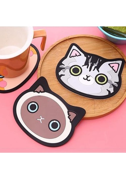 10 Adet/takım Kedi Silikon Mat Bardak Bar Ev Karikatür Hayvan Coaster, Sıcak Içecek Kahve Süt Çay Kupa Bardak Aksesuarları | Paspaslar ve Pedler (Yurt Dışından)