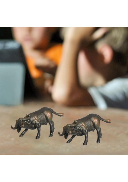 Zoo Wildlife Minyatür Dekorasyon Koleksiyonu Çocuk Hediyeleri Eğitim Oyuncak Buffalo (Yurt Dışından) modelleri