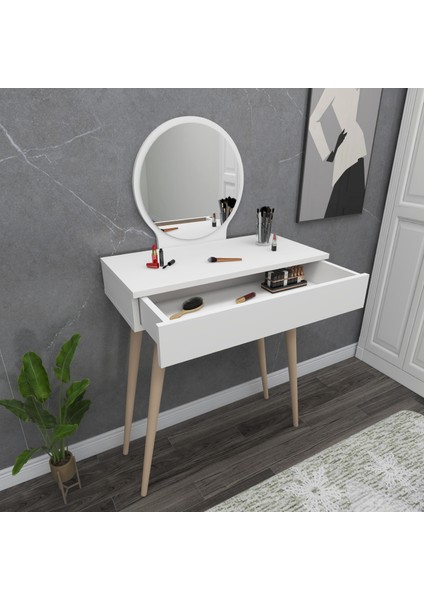 Siena Çekmeceli Ahşap Ayaklı Aynalı Makyaj Masası, Beyaz - Siena modelleri
