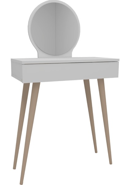 Siena Çekmeceli Ahşap Ayaklı Aynalı Makyaj Masası, Beyaz - Siena fırsatları