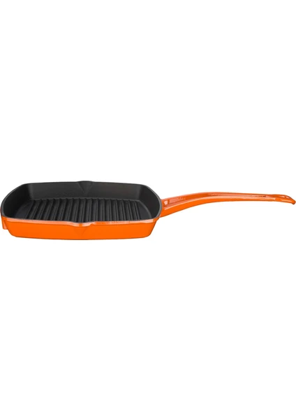 Grill Tava 26 * 26 cm Metal Saplı Turuncu