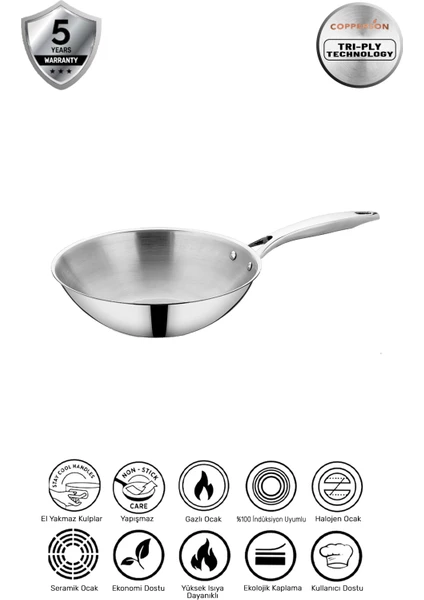 3 Ply Inox 26 cm Wok Tava