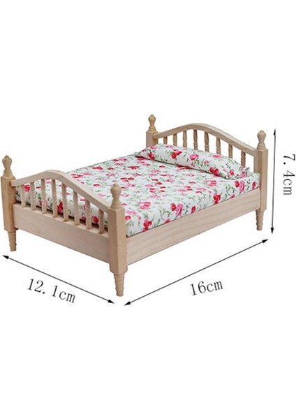 1:12 Dollhouse Minyatür Çift Kişilik Yatak Model Fotoğrafçılık Çocuklar Için Dıy Resim Gösterisi Olarak (Yurt Dışından)