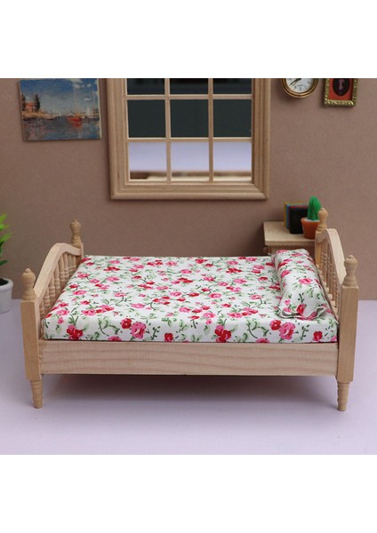 1:12 Dollhouse Minyatür Çift Kişilik Yatak Model Fotoğrafçılık Çocuklar Için Dıy Resim Gösterisi Olarak (Yurt Dışından)