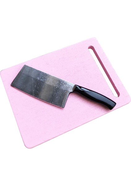 1/12 Ahşap Rengi Doğrama Tahtası ve Mutfak Simülasyon Dekorasyonu Pembe (Yurt Dışından)