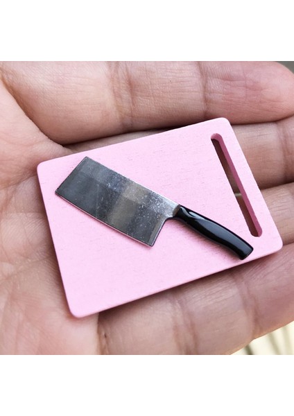 1/12 Ahşap Rengi Doğrama Tahtası ve Mutfak Simülasyon Dekorasyonu Pembe (Yurt Dışından)