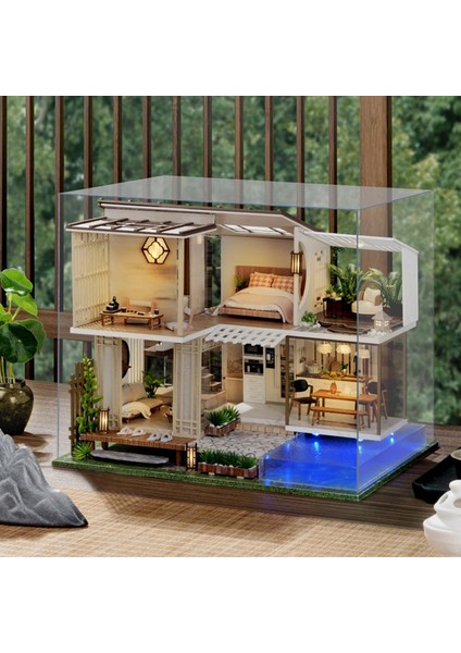 Dıy Dollhouse Toz Geçirmez Kasa Ev Dekor Için Modern LED El Sanatları (Yurt Dışından)