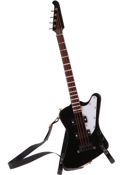 1/6 Minyatür Ahşap Rengi Elektro Gitar W/ Stant Dekorasyon Noel Hediyesi #3 (Yurt Dışından)