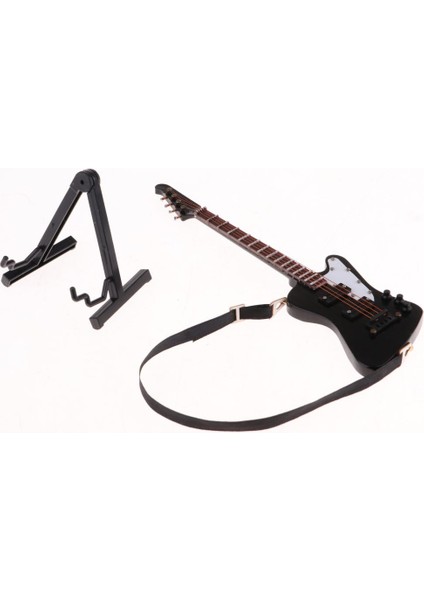 1/6 Minyatür Ahşap Rengi Elektro Gitar W/ Stant Dekorasyon Noel Hediyesi #3 (Yurt Dışından) modelleri