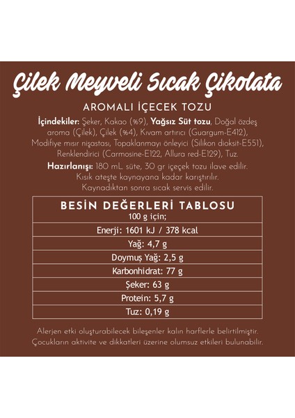 Çilekli Sıcak Çikolata 750 gr