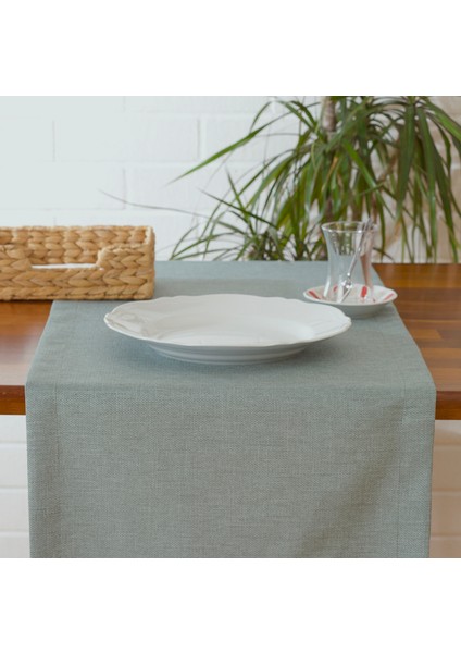 Düz Keten Mint Rengi Runner 40 x 140 cm