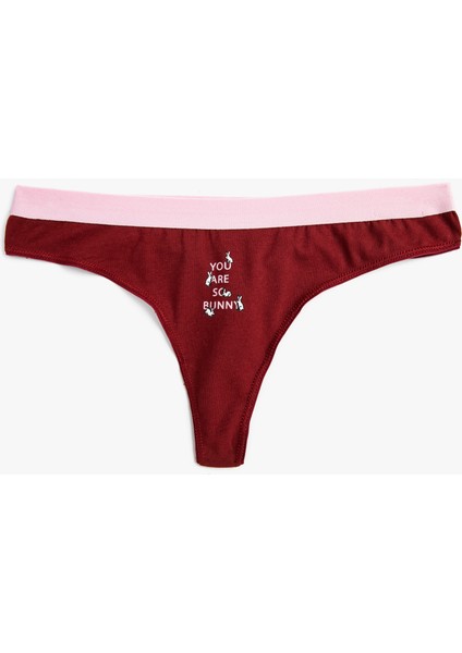 String Külot Slogan Baskılı Ribanalı