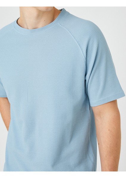 Basic Tişört Bisiklet Yaka Dokulu Reglan Kol Detaylı indirimleri