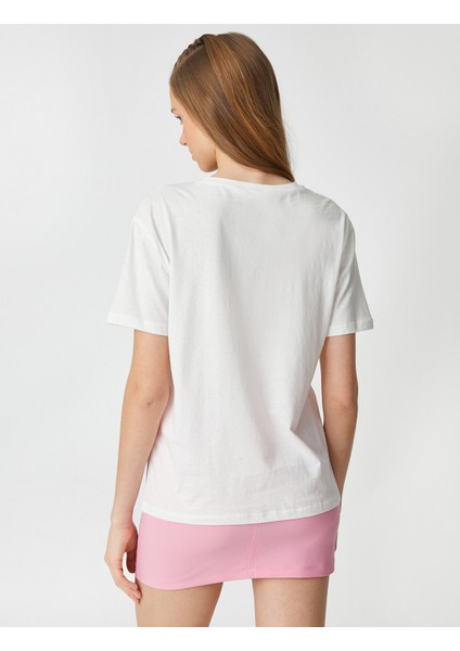 Slogan Baskılı Tişört Bisiklet Yaka Kısa Kollu fırsatları