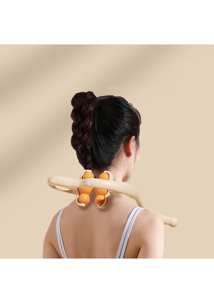 Boyun ve Omuz Kendi Kendine Masaj Aleti S-Şekilli Eğri Tasarımı Omuz Gevşetici Turuncu modelleri