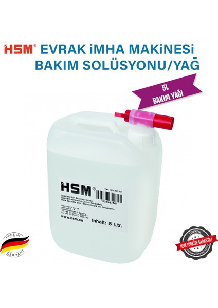 Evrak imha Makinesi Yağı 5Lt/ Bakım solüsyonu