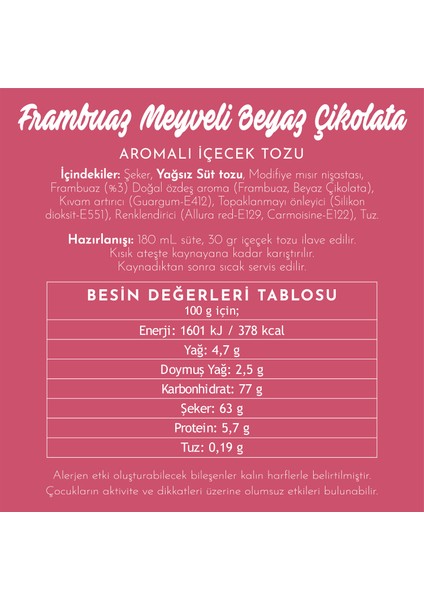 Frambuaz Meyveli Beyaz Çikolata 750 gr