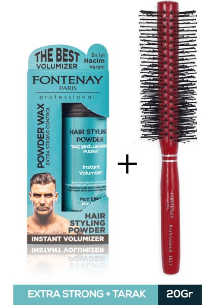 Saç Şekillendirici Pudra Toz Wax Mat Effect Mavı 20GR + 1017 Tarak'ı 2'li Set