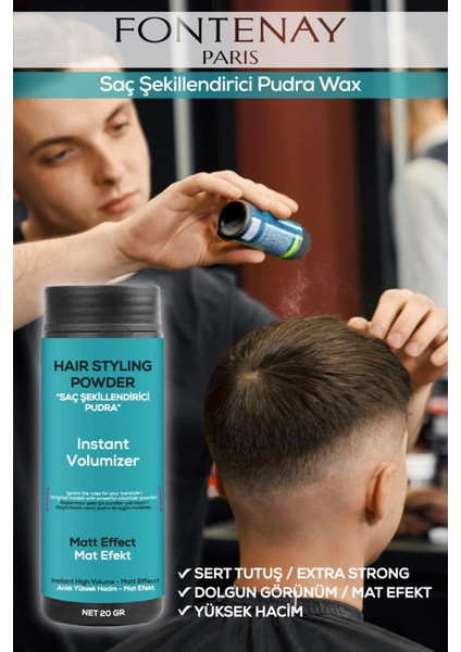 Saç Şekillendirici Pudra Toz Wax Mat Effect Mavı 20GR + 1017 Tarak'ı 2'li Set modelleri