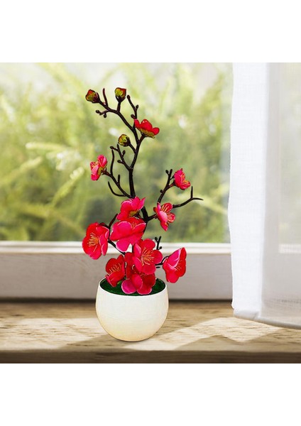 2pcs Sahte Bitki Yapay Saksı Çiçekleri Ev Dekoru Gül Kırmızı modelleri