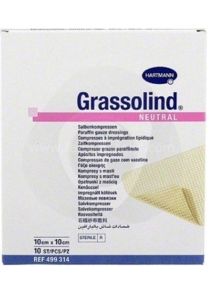 Grassolind 10 x 10 cm Vazelinli Yara Bakım Örtüsü 10 Lu ( 1 Paket 10 Adet )