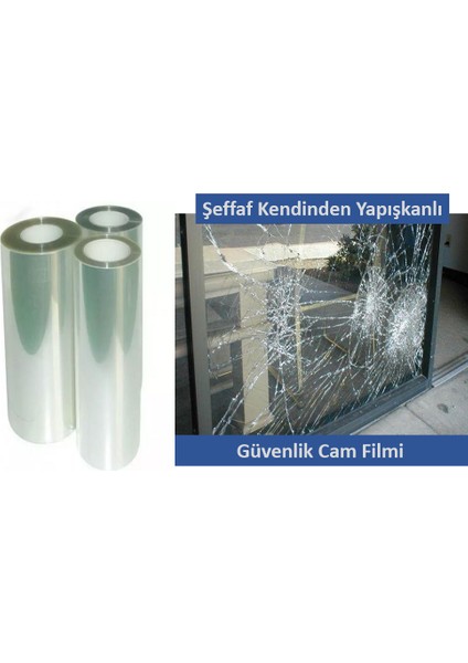 Kendinden Yapışkanlı Şeffaf Cam Koruma Güvenlik Cam Filmi