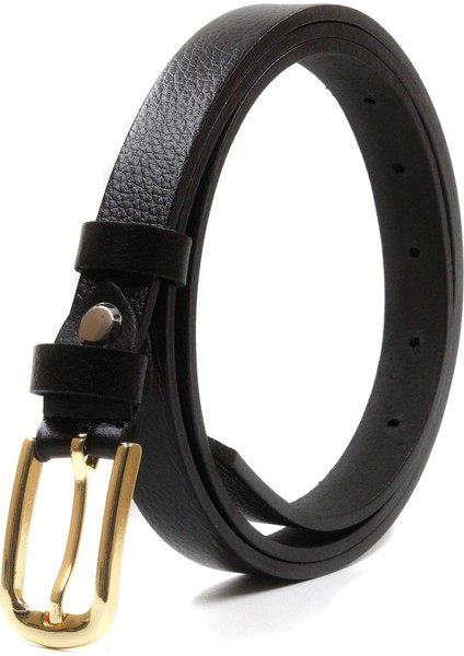 Deri Sarı Kadın Kemer En 2cm Siyah