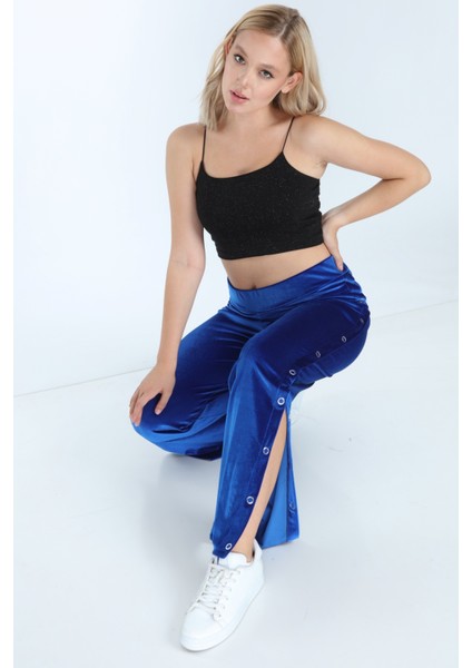 Saks Çıtçıtlı Kadife Alt