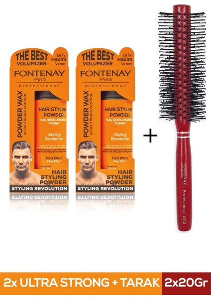 Saç Şekillendirici Pudra Toz Wax Ultra Strong Turuncu 20 gr x 2 + 1018 Tarak'ı 3'lü Set
