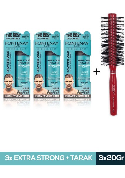 Saç Şekillendirici Pudra Toz Wax Mat Effect Mavı 20GR X3 + 1018 Tarak'ı 4'lü Set