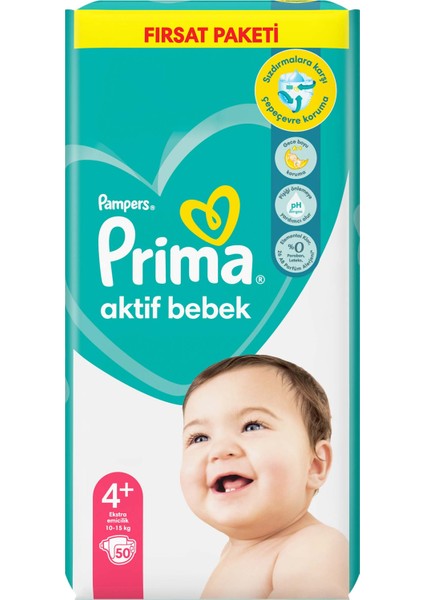 Bebek Bezi Aktif Bebek 4+ Beden 50 Adet Fırsat Paketi