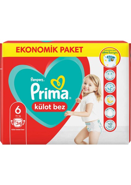Külot Bebek Bezi 6 Beden 34 Adet Ekstra Large Ekonomik Paket
