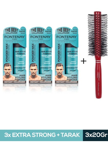 Saç Şekillendirici Pudra Toz Wax Mat Effect Mavı 20GR X3 + 1017 Tarak'ı 4'lü Set