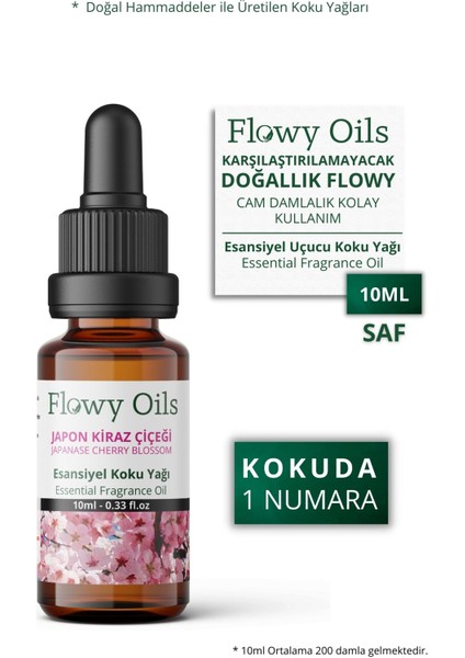 Flowy Oils Japon Kirazı Saf Esansiyel Uçucu Koku Yağı Esans Buhurdanlık Yağı Difüzör Esansı Fragrance 10 ml