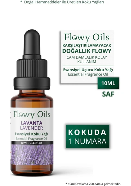 Flowy Oils Lavanta Saf Esansiyel Uçucu Koku Yağı Esans Buhurdanlık Yağı Difüzör Esansı Fragrance Oil 10 ml