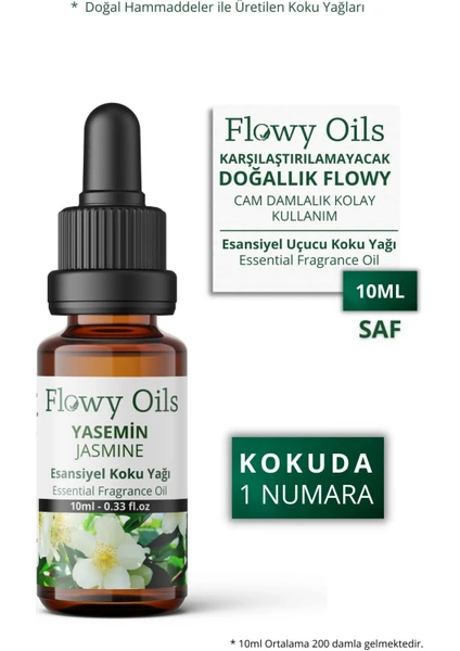 Flowy Oils Yasemin Saf Esansiyel Uçucu Koku Yağı Esans Buhurdanlık Yağı Difüzör Esansı Fragrance Oil 10 ml