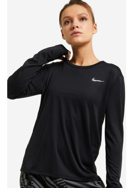 Dri-Fit Pacer Uzun Kollu Siyah Kadın Koşu Üstü
