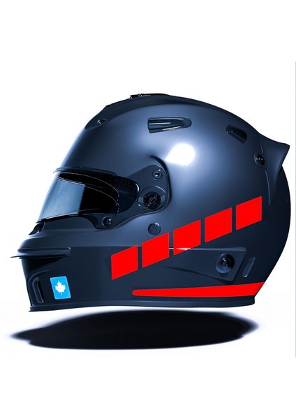 Şerit Tasarımlı Bayrak Kırmızı Motosiklet Kask Sticker Çınar Extreme