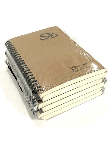 Spiralli A6 Kraft Kapak Bloknot 70 Yp. Noktalı Defter 1 Paket ( 6'lı )