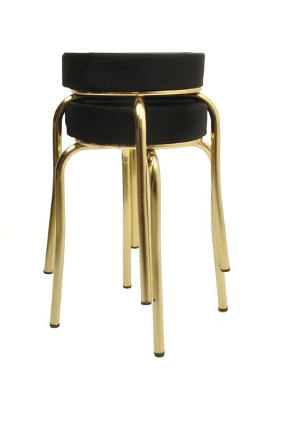 Tabure 2'li Gold - Siyah