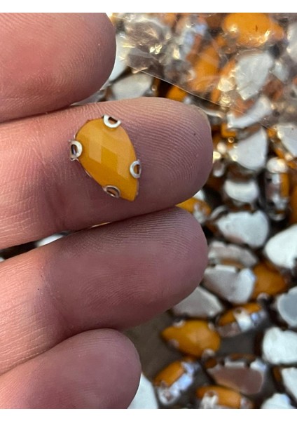 1 cm 2 mm Turuncu Kasalı Dikme Damla Taş Boncuk (50 Adet) fiyatları