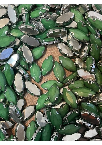 1 cm 5 mm Sedef Yeşil Kasalı Dikme Damla Taş Boncuk (50 Adet) fiyatları