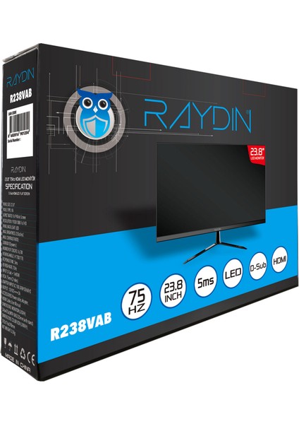 R238VAB 23,8" 5ms, 75Hz, Full Hd, D-Sub, Hdmı, Frameless, Va LED Monitör (Siyah)