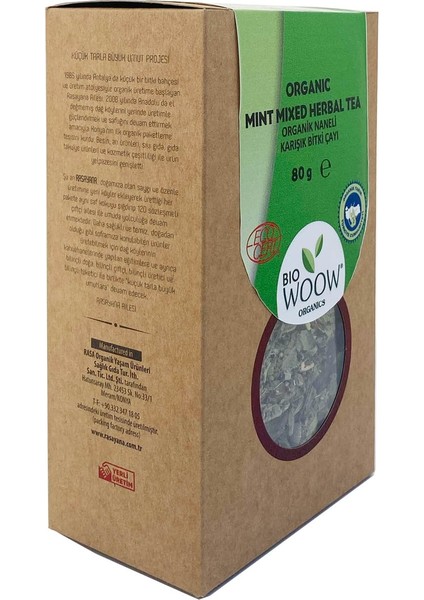 Bio Woow Organics Organik Naneli Karışık Bitki Çayı 80 gr