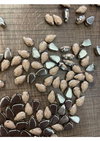 1 cm 2 mm Kristal Pudra Renkli Kasalı Dikme Damla Taş Boncuk (50 Adet)