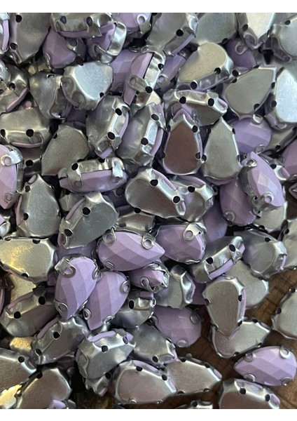 1 cm 2 mm Kristal Lila Renk Kasalı Dikme Damla Taş Boncuk (50 Adet) fiyatları