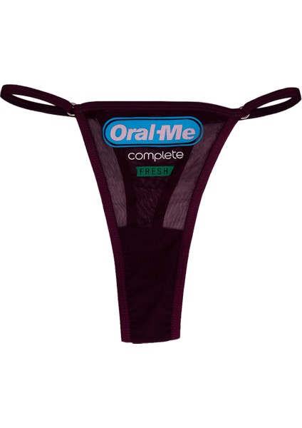 - Oral Me Baskılı Transparan Tül G-String, Tanga, Kadın Iç Çamaşırı