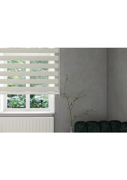 Ekru Dar Pliseli Zebra Stor Perde (Kırık Beyaz) fiyatları